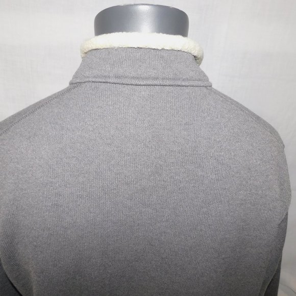 Columbia Mens L Gray Fleece Lined 1/4 Zip Pullover Sweater with Sherpa Collar - Picture 10 of 11